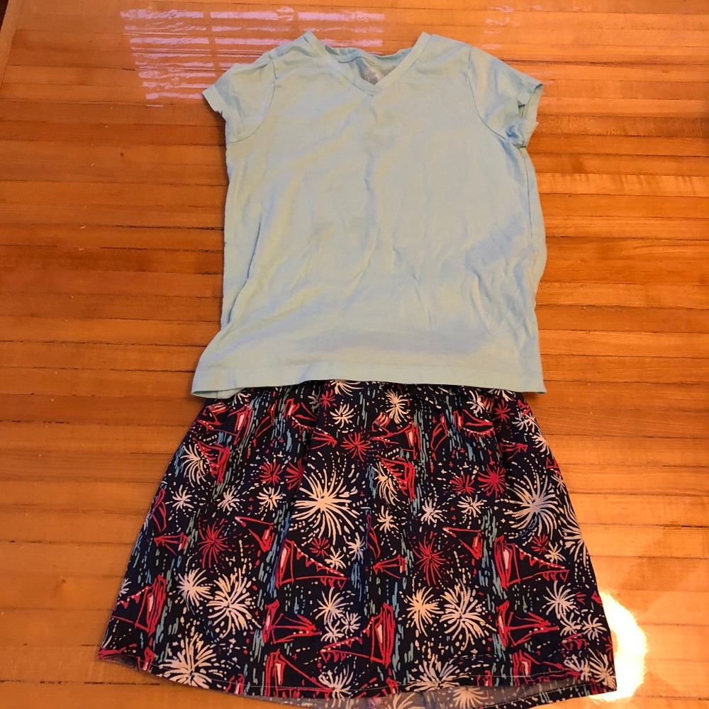 Lilly Pulitzer Sparks Fly Skirt w/ t shirt 7-8
